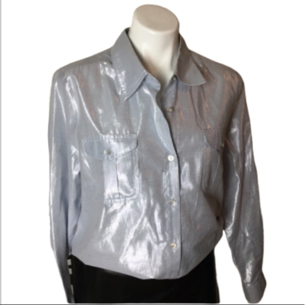 RUBY Rd. button up silver blouse size 16